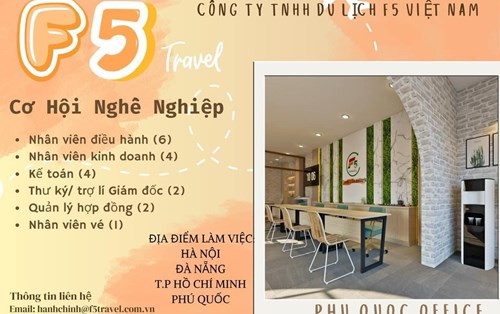 CÔNG TY TNHH DU LỊCH F5 VIỆT NAM TUYỂN DỤNG